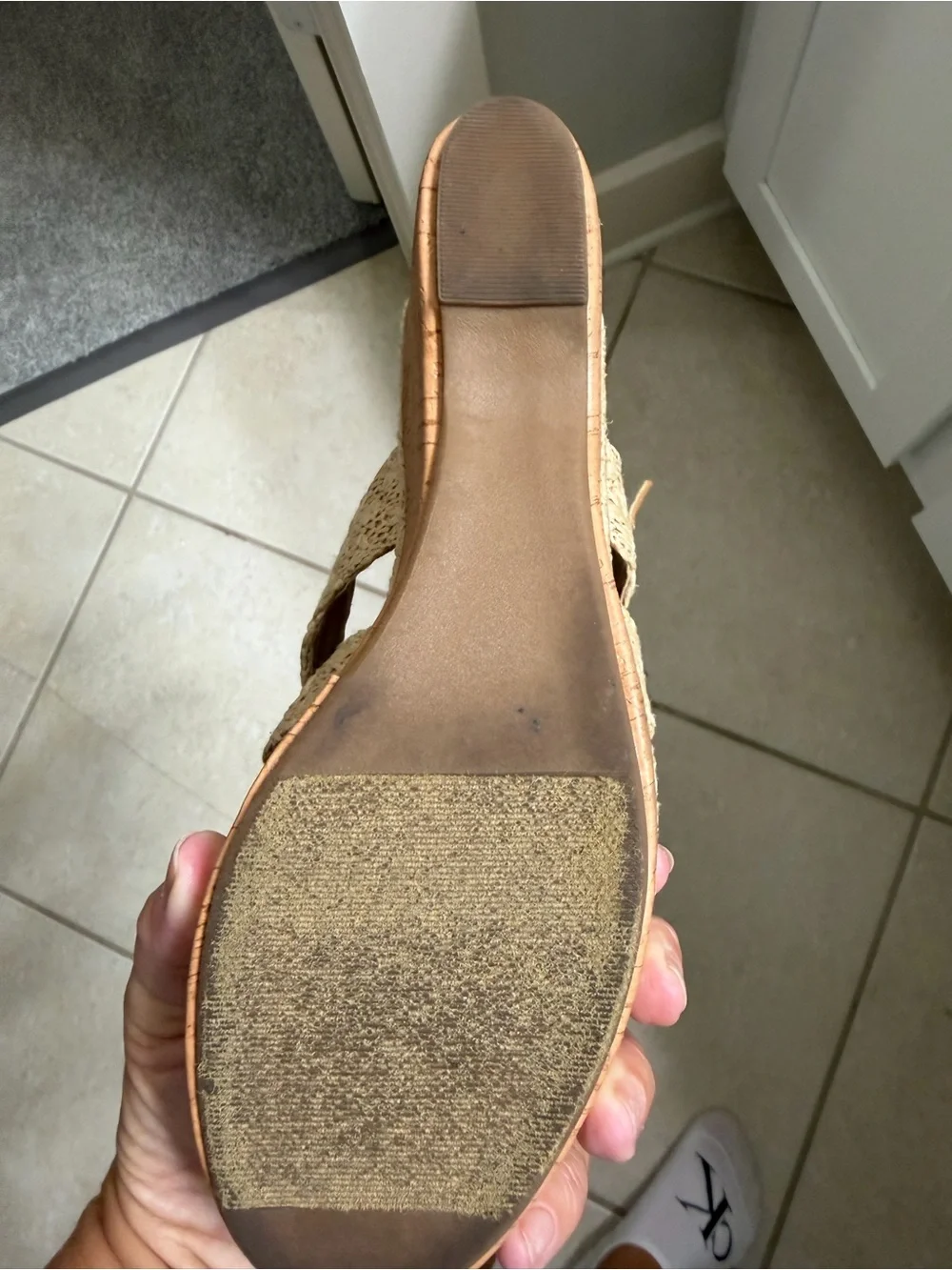 Sugar Tan Crochet Wedge Sandals with Cork Platform